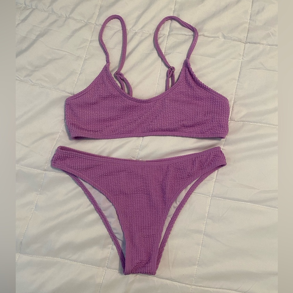 Women’s Purple Textured Bikini Set